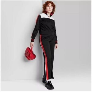 Size M NWT Wild Fable Women's High-Rise Track Pants Red Black White L11